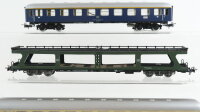 Märklin H0 Konvolut Personenwagen 1.Kl. blau Personenwagen 2.Kl. grün Personenwagen 2.Kl. "Hapag-Lloyd Tours" Autotransportwagen (leicht beschädigt) DB