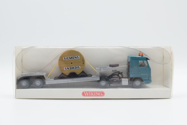 Wiking H0 5030133 Tieflade-Sattelzug mit Ladung (Kabelrolle) "Siemens"