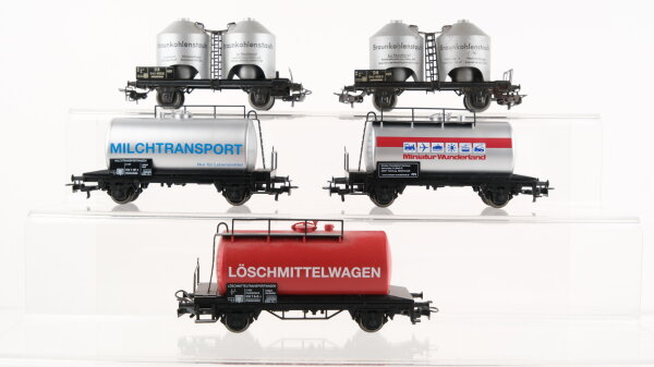 Märklin H0 Konvolut Kesselwagen "Milchtransport/Löschmittelwagen/Miniatur Wunderland" Braunkohlestaubwagen DB