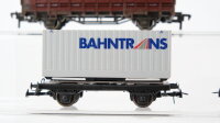 Roco H0 Konvolut Viehtransportwagen Hochbordwagen bContainertragewagen "Bahntrans/Apollinaris" Kesselwagen "Agip" DB