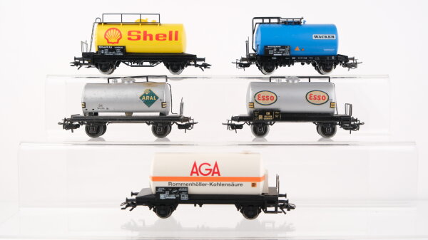 Märklin H0 Konvolut Kesselwagen "AGA Shell Wacker Esso Aral" DB