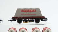 Fleischmann H0 Konvolut Behältertragewagen "EKU" Containertragewagen "Scotch Beef" Schwenkdachwagen  bNiederbordwagen mit Plane "Schienenreiniger" DB