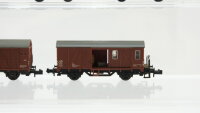 Minitrix N Konvolut Gedeckte Güterwagen Hochbordwagen Niederbordwagen mit Fässer DB/DR