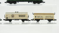 Minitrix N Konvolut Bierwagen "Alpirsbacher" Gedeckte Güterwagen "Bananen 9.MoBa-Ausstellung Berlin" Containertragewagen "Adidas" Gedeckter Güterwagen DB