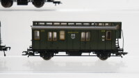 Fleischmann H0 Konvolut Personenwagen Abteilwagen 3-achsig 2.Kl., Postwagen 2-achsig mit Bremserhaus, Gepäckwagen 3-achsig mit Schiebetüren DB, K.P.E.V., DRG