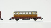 Fleischmann/u.a. N Konvolut Seitenwandschiebewagen Gedeckter Güterwagen Bierwagen "Patrizier-Bräu" Niederbordwagen mit Plane "Kühne & Nagel" Muldenkippwagen Niederbordwagen mit Straßenbahn-Chassis DB