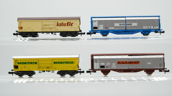 Minitrix N Konvolut Seitenwandschiebewagen "Railship" Schwenkdachwagen "kabafit Minitrix" DB