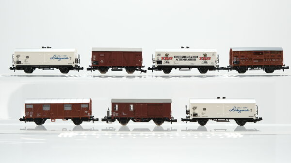 Minitrix N Konvolut Kühlwagen "Lütgenau EKU" Gedeckte Güterwagen Viehverschlagwagen DB