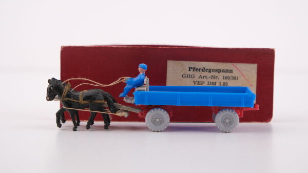 Kurt Haufe GHG 160/301 Pferdegespann mit Geschirr und Leinen in OVP mit Etikett