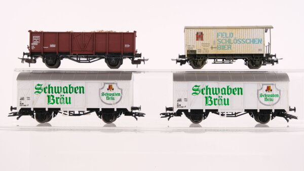 Liliput H0 Konvolut Gedeckte Güterwagen "Schwaben Bräu Feldschlösschen" Hochbordwagen DB/SBB-CFF