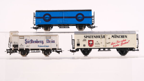Unbekannt H0 Konvolut Kühlwagen "Transfesa bSpatenbräu" Gedeckter Güterwagen mit Bremserhaus "Fürstenberg Bräu" DB/RENFE