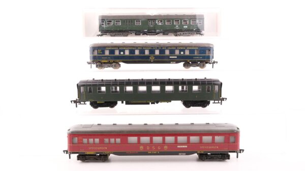 Fleischmann H0 Konvolut Speisewagen "DSG" Personenwagen 2.Kl. Schlawagen "CIWL" Mitteleinstiegwagen 2.Kl. mit Expressgut-Abteil DB/DSG/u.a.