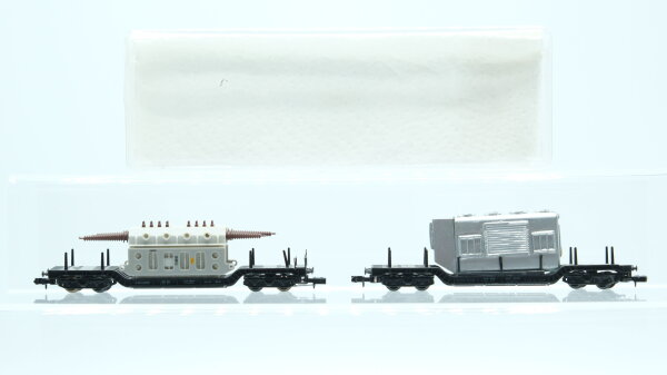 Arnold N Konvolut Güterwagen Tiefladewagen mit Trafo BBC, Tiefladewagen mit Ladung Eigenbau DB