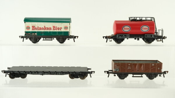 Fleischmann H0 Konvolut Kühlwagen "Heinejen Bier" Hochbordwagen Kesselwagen "Esso" Flachwagen DB/NS
