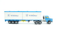 Majorette 1:60 Scania LKW mit Auflieger 2 Container "A.Schulman" (1 Spiegel fehlt)