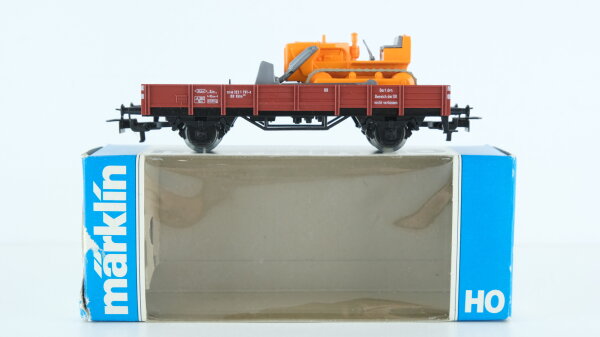 Märklin H0 4424 Niederbordwagen (mit Planierraupe)  Kklm 505  X05 der DB
