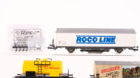 Roco H0 Konvolut Schiebewandwagen "Roco Line" mit Schienenreiniger Kesselwagen "Shell" Gedeckter Güterwagen "Vollmer Special No 1" SBB-CFF/u.a.