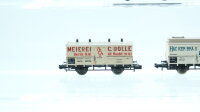 Minitrix N Konvolut Güterwagen gedeckter Güterwagen "Meierei C.Bolle Berlin", gedeckter Güterwagen mit Bremserhaus "Hackerbräu München", Güterwagen mit Bremserhaus K.Bay.Sts.B., u.a.