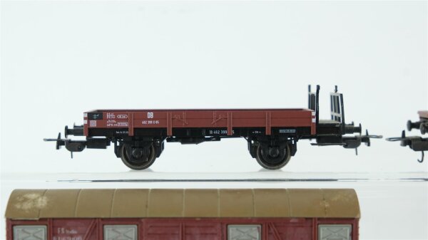 Lima/Unbekannt H0 Konvolut Niederbordwagen mit Bremserhaus Gedeckter Güterwagen Niederbordwagen Flachwagen DB/FS/u.a.