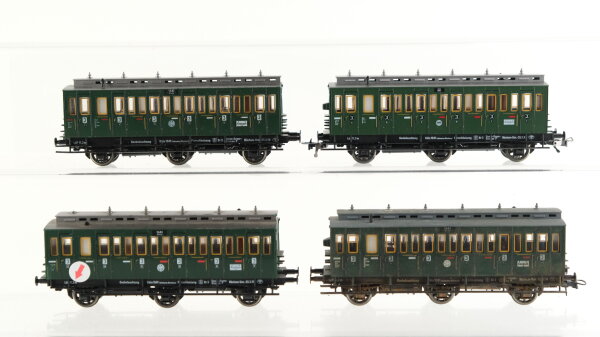 Fleischmann H0 Konvolut Personenwagen 4 x Abteilwagen 3.Kl. "Köln" DRG (Kupplungen fehlen teilweise)