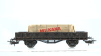 Liliput H0 Konvolut Flachwagen mit Ladung Flachwagen mit Bremserhaus Niederbordwagen mit Ladung "Holzkiste Plane Milkana" ÖBB/u.a. (kleinere Abbrüche vorhanden)