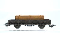 Liliput H0 Konvolut Flachwagen mit Ladung Flachwagen mit Bremserhaus Niederbordwagen mit Ladung "Holzkiste Plane Milkana" ÖBB/u.a. (kleinere Abbrüche vorhanden)
