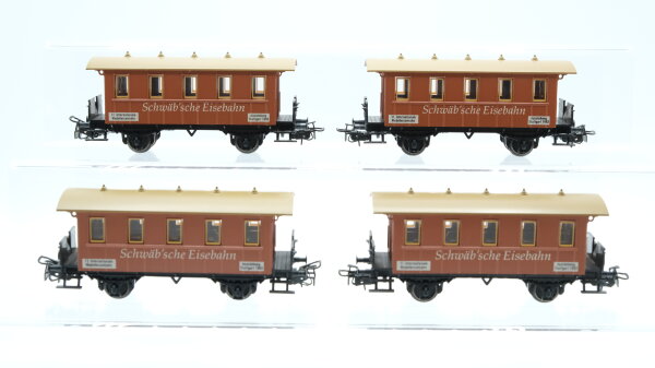 Märklin H0 Konvolut "Schwäbsche Eisenbahn" Personenwagen braun Länderbahn