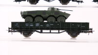 Roco H0 Konvolut Güterwagen Niederbord/Hochbordwagen mit Militär Fahrzeuge und Panzer