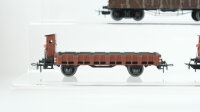 Märklin H0 Konvolut Hochbordwagen 4-achsig dunkelbraun 331, Rungenwagen mit Bremserhaus 321, Rungenwagen mit Bremserhaus ohne Rungen 321