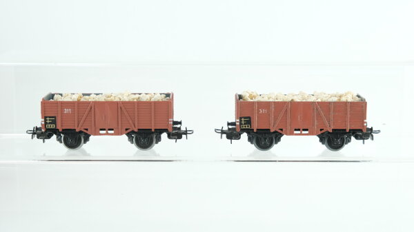 Märklin H0 Konvolut Güterwagen 2 x Hochbordwagen braun Schotterladung 311
