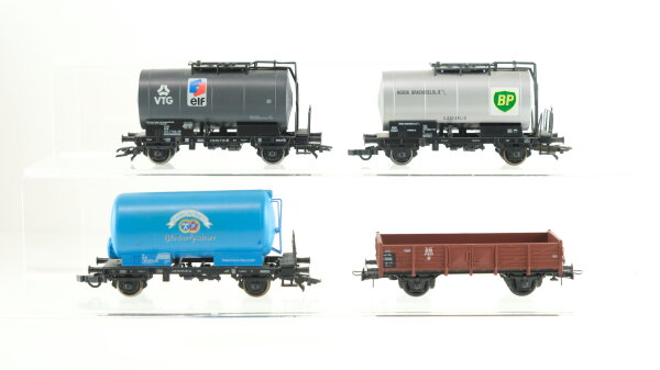 Roco H0 Konvolut Güterwagen 3 x Kesselwagen 2-achsig "elf, BP, Hacker Pschorr", Mittelbordwagen DB,NSB