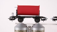 Märklin H0 Konvolut Güterwagen 3 x Kipplore, Braunkohlestaub Silowagen, Kühlwagen, Rungenwagen mit Wiking Serviewagen "Still" und 2 Gabelstapler DB, u.a.
