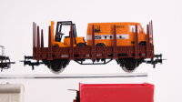 Märklin H0 Konvolut Güterwagen 3 x Kipplore, Braunkohlestaub Silowagen, Kühlwagen, Rungenwagen mit Wiking Serviewagen "Still" und 2 Gabelstapler DB, u.a.