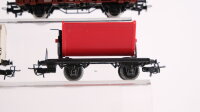 Märklin H0 Konvolut Güterwagen 3 x Kipplore, Braunkohlestaub Silowagen, Kühlwagen, Rungenwagen mit Wiking Serviewagen "Still" und 2 Gabelstapler DB, u.a.