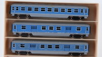 Schiebetrix/Minitrix N Konvolut Personenwagen blau, Gepäckwagen blau