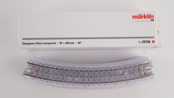 Märklin H0 20196 Gebogenes Gleis transparent R1 = 360 mm 30° (6x)