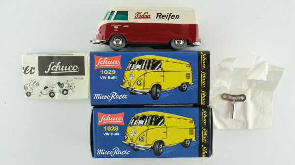 Schuco 01971 Micro Racer 1029 VW Bully Kastenwagen "Fulda Reifen" rot/beige