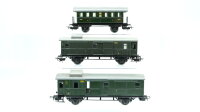 Märklin H0 Konvolut Personenwagen "327" 3. Kl. Packwagen "3294, 4003" Blech Länderbahn