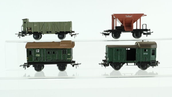 Märklin H0 Konvolut Hochbordwagen mit Bremserhaus "311" Güterzugbegleitwagen "310" Schotterwagen "367" Güterwagen "390" alt Länderbahn