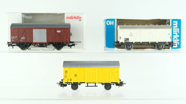Märklin H0 Konvolut Kühlwagen braun Gedeckter Güterwagen gelb Kühlwagen weiß DB/SBB-CFF