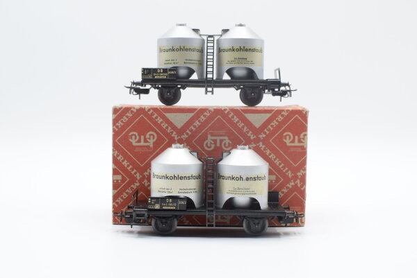 Märklin H0 308/2 Staubbehälterwagen Braunkohlestaub 2 Stück DB