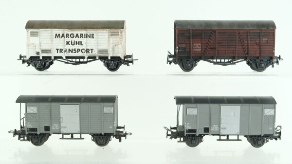 Liliput H0 Konvolut Gedeckte Güterwagen mit Bremserbühne grau Gedeckte Güterwagen "Margarine Kühltransport" Gedeckter Güterwagen braun DB/SP/u.a.