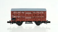 Minitrix N Konvolut Güterwagen Viehtransportwagen, gedeckter Güterwagen "Hilfszug Feuerlöschwagen", Rungenwagen Holzladung, Hochbordwagen, Niederbordwagen DB