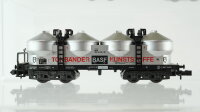 Minitrix N Konvolut Güterwagen 2 x Silowagen 4-achsig "BASF, Südzucker", Schwenkdachwagen 4-achsig "Minitrix", Autotransportwagen verm.Eigenbau DB