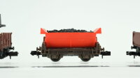 Arnold N Konvolut Güterwagen Hochbordwagen Ladung Dampflok, 3 x Hochbordwagen, Niederbordwagen, Kipplore Ladung Kohle DB, u.a.