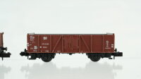 Arnold N Konvolut Güterwagen Hochbordwagen Ladung Dampflok, 3 x Hochbordwagen, Niederbordwagen, Kipplore Ladung Kohle DB, u.a.