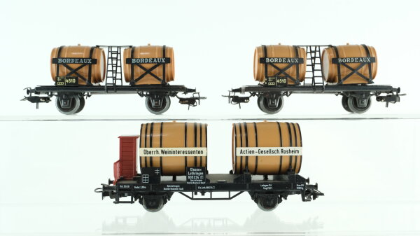 Märklin H0 Konvolut Weinfasswagen "Bordeaux" Weinfasswagen mit Bremserhaus "Actien-Gesellschaft Rosenheim" Länderbahn