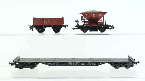 Unbekannt H0 Konvolut Schwerlastflachwagen Schotterwagen Hochbordwagen DB