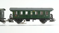 Märklin H0 Konvolut Personenwagen "3291" mit Innenbeleuchtung grün 3.Kl. Packwagen "4003" grün Blech Länderbahn