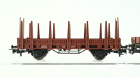 Märklin H0 Konvolut Niederbordwagen Gedeckter Güterwagen Rungenwagen Hochbordwagen mit Holz DB